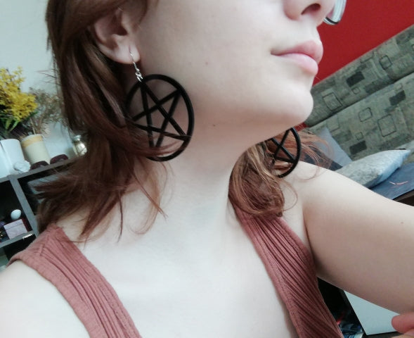 Midnight Black Acrylic Pentagram Earrings (FREE - JUST PAY SHIPPING PROMO)