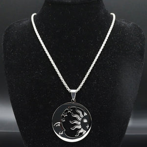 Witchcraft Moon Sun Stainless Steel Statement Necklace