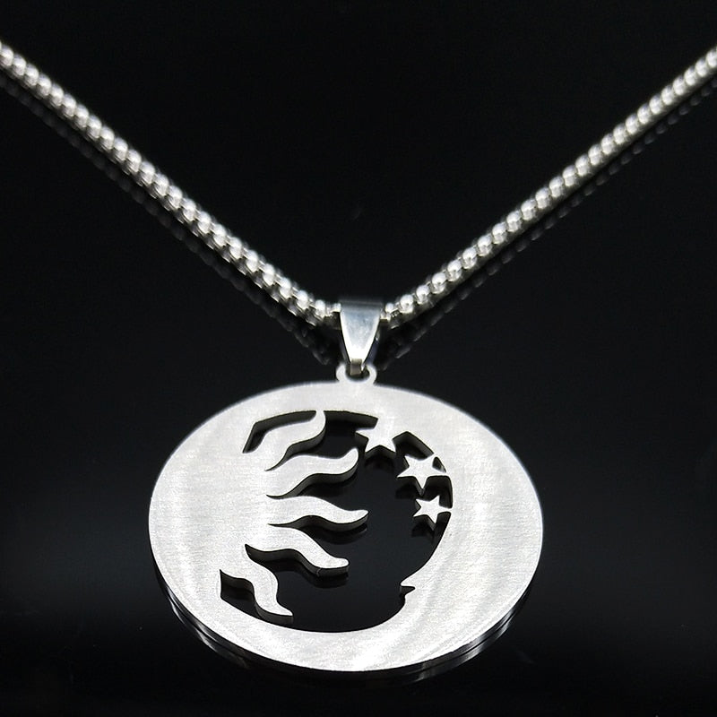 Witchcraft Moon Sun Stainless Steel Statement Necklace