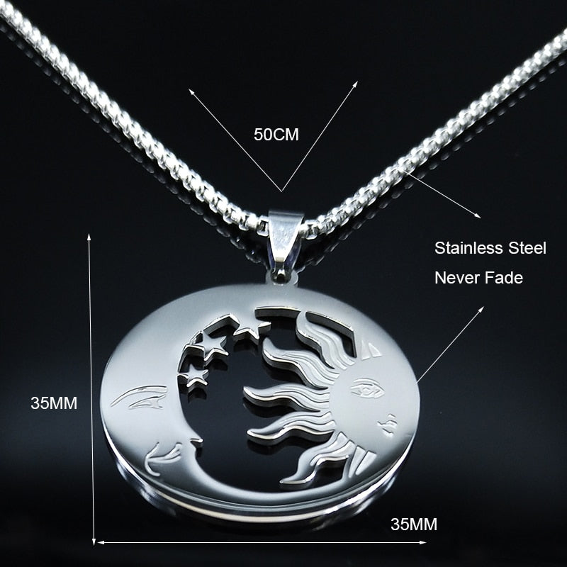 Witchcraft Moon Sun Stainless Steel Statement Necklace