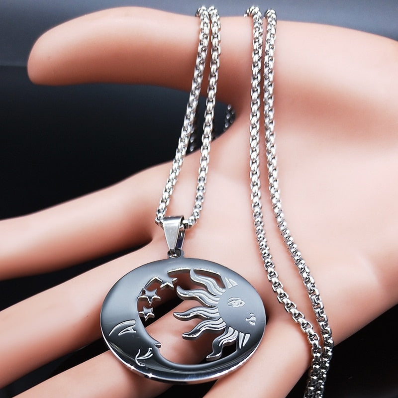 Witchcraft Moon Sun Stainless Steel Statement Necklace