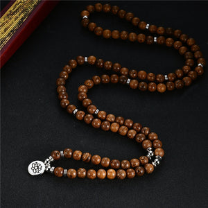 Prayer Beads Bracelet 108 Tibetan Buddhist Rosary Charm Mala With Flower of Life