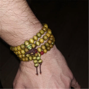 Prayer Beads Bracelet 108 Tibetan Buddhist Rosary Charm Mala With Flower of Life