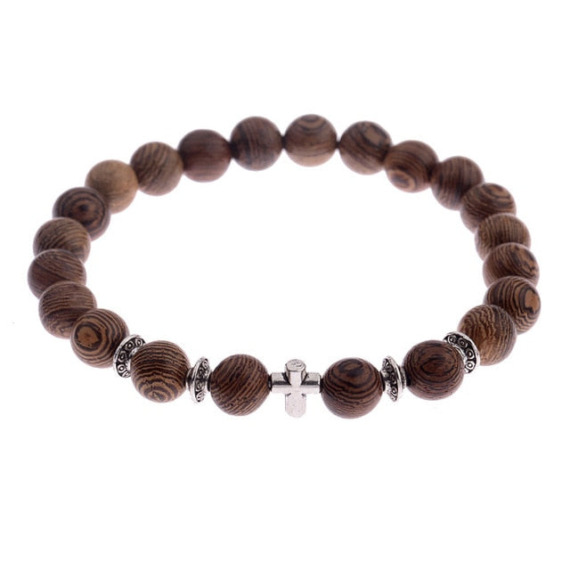 8mm New Natural Wood Beads Bracelet