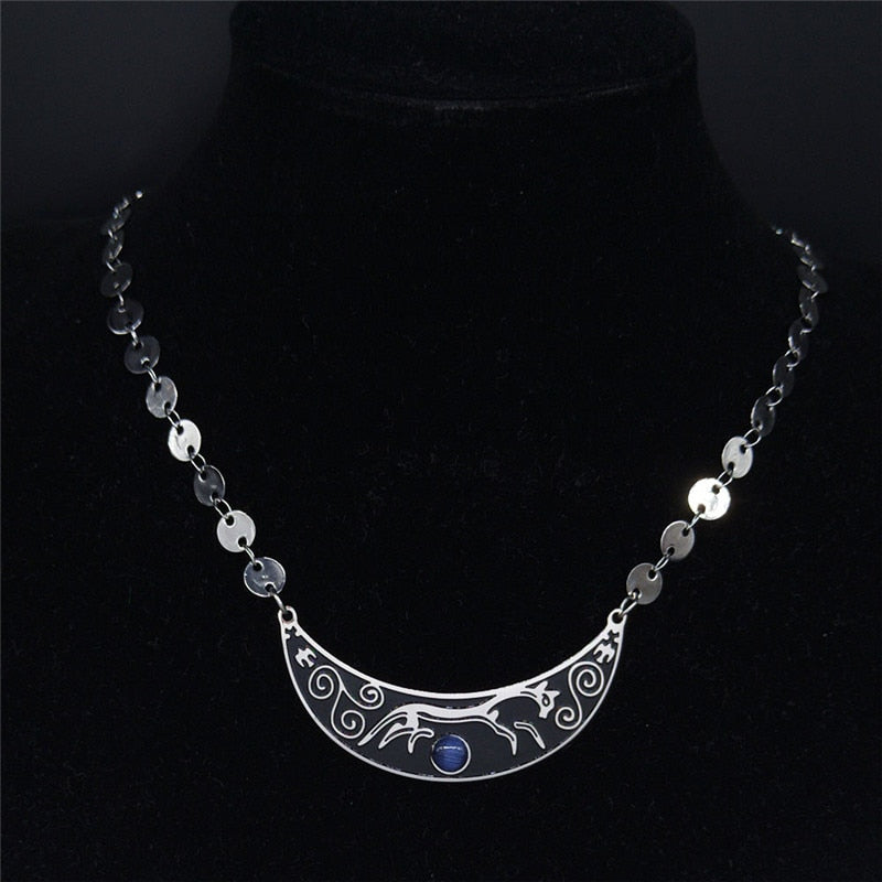 Stainless Steel Spiral Vortex Wolf Chain Necklace