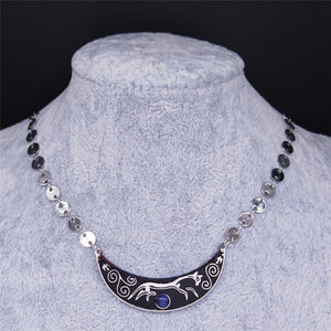 Stainless Steel Spiral Vortex Wolf Chain Necklace