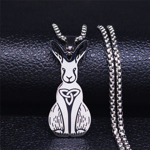 Kettle Knot Rabbit Stainless Steel Necklace