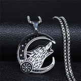 Witchcraft Pentagram Viking Wolf Stainless Steel Necklace