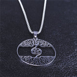 Spiral Tree Pentagram Stainless Steel Chain Necklace