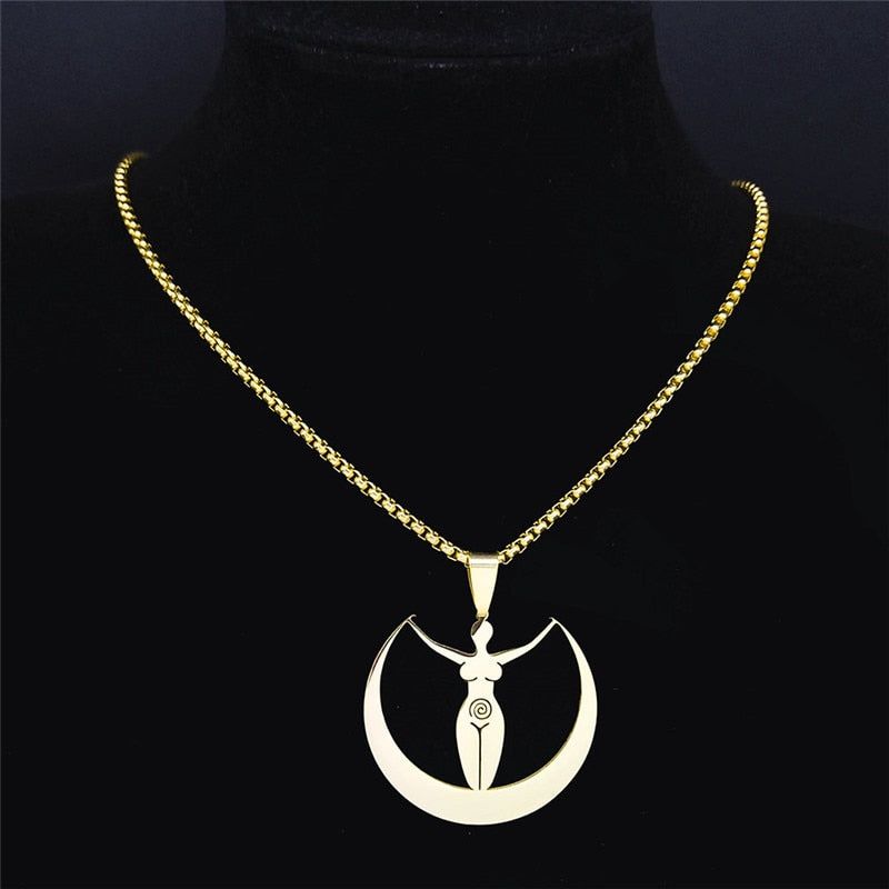 Witchcraft Moon Goddess Stainless Steel Necklace