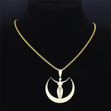 Witchcraft Moon Goddess Stainless Steel Necklace