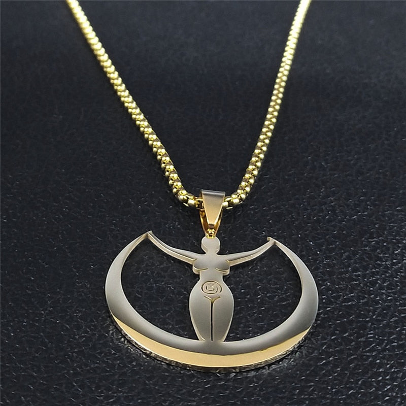 Witchcraft Moon Goddess Stainless Steel Necklace