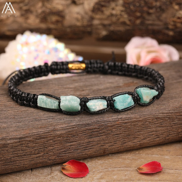 Natural Gems Stone Chip Beads Knotted Braided Bracelets