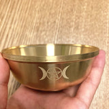 Brass Ritual Altar Bowl With Pentagram