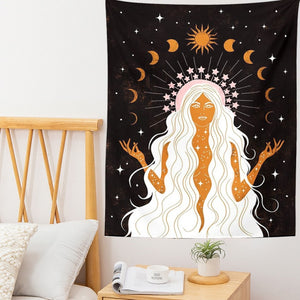 Indian Moon Phase Girl Mandala Tapestry Wall Hanging Boho decor macrame hippie Witchcraft Tapestry wall decoration cloth