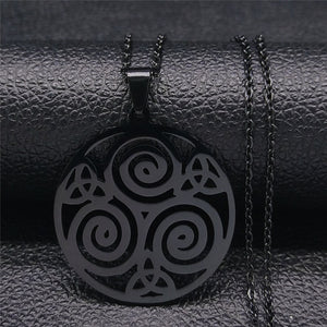 Stainless Steel Spiral Triskele Triangle Viking Necklace