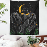 Moon woman Tapestry Wall Hanging Psychedelic Art Tapestries Simple Line Wall Cloth Psychedelic Women Yoga Carpet Boho Decor