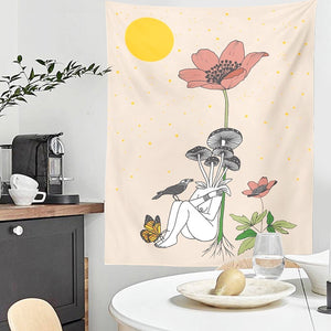 Sun Moon Goddess Plant Flower Tapestry