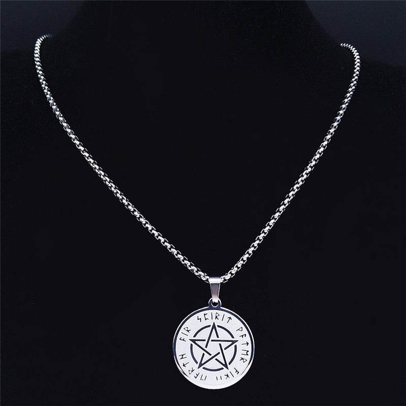 Rune Alphabet Pentacle Pentagram Viking Necklace