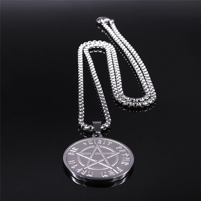 Rune Alphabet Pentacle Pentagram Viking Necklace