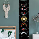 Psychedelic Moon Phase Tapestry Black and White Wall Hanging  Moon Floral Throw Blanket Home Decor Wall Hanging Bohemian Wall