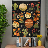 Botanical Cactus Mushroom Tapestry