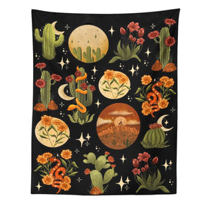 Botanical Cactus Mushroom Tapestry