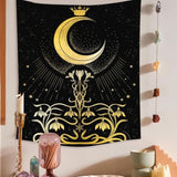 Psychedelic Moon Starry Tapestry Girl Wall Hanging Room Sky Carpet Dorm Tapestries Art Home Decoration Accessories 95 x 73cm