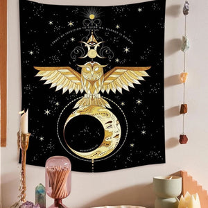 Psychedelic Moon Starry Tapestry Girl Wall Hanging Room Sky Carpet Dorm Tapestries Art Home Decoration Accessories 95 x 73cm