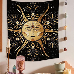 Psychedelic Moon Starry Tapestry Girl Wall Hanging Room Sky Carpet Dorm Tapestries Art Home Decoration Accessories 95 x 73cm