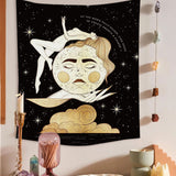 Psychedelic Moon Starry Tapestry Girl Wall Hanging Room Sky Carpet Dorm Tapestries Art Home Decoration Accessories 95 x 73cm