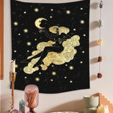 Psychedelic Moon Starry Tapestry Girl Wall Hanging Room Sky Carpet Dorm Tapestries Art Home Decoration Accessories 95 x 73cm