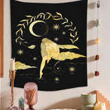 Psychedelic Moon Starry Tapestry Girl Wall Hanging Room Sky Carpet Dorm Tapestries Art Home Decoration Accessories 95 x 73cm