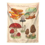 Botanical Tapestry Wall Hanging Flower Mushroom Reference Chart Aesthetic Tapestries Livingroom Bedroom Home Decor