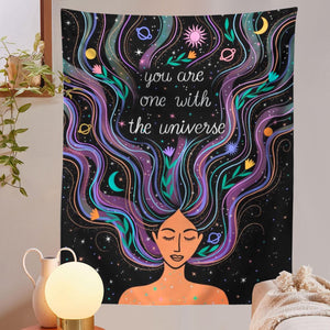 Moon Phase Girl Tapestry Wall Hanging Boho Wall Tapestries Bedroom Girl's room Dorm Decoration