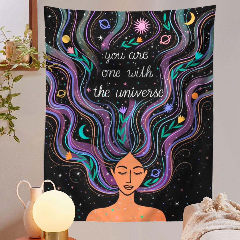 Moon Phase Girl Tapestry Wall Hanging Boho Wall Tapestries Bedroom Girl's room Dorm Decoration