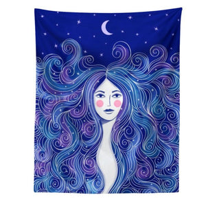 Moon Phase Girl Tapestry Wall Hanging Boho Wall Tapestries Bedroom Girl's room Dorm Decoration