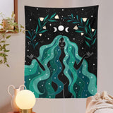 Indian Moon Phase Girl Tapestry Wall Hanging Boho Flower Decor Macrame Hippie Witchcraft Tapestry wall Mandala Decoration Cloth