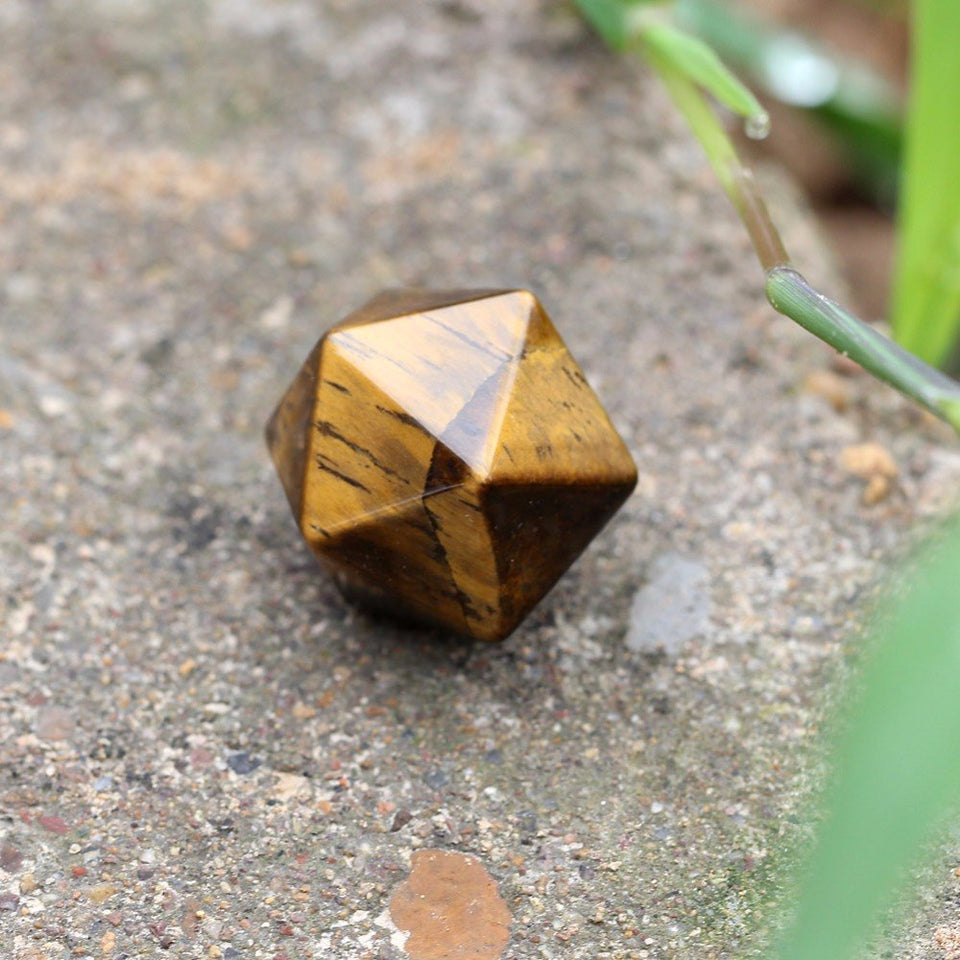 Sacred Geometry Symbols Engraved Gold Yellow Tiger Eye Stone Reiki Healing Set