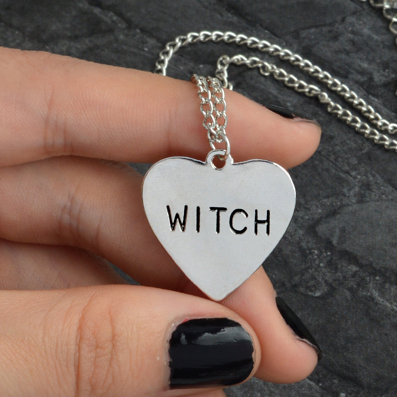 Witch Heart Engraved Necklace