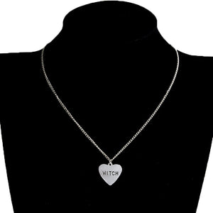 Witch Heart Engraved Necklace