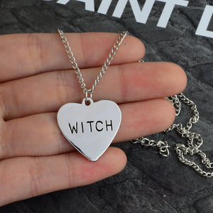 Witch Heart Engraved Necklace