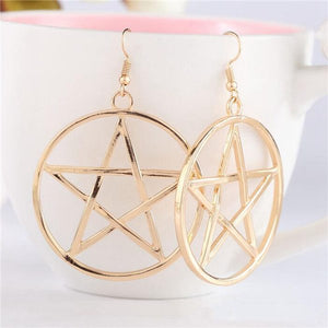 Beautiful Pentagram Hook Drop Earrings