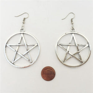 Beautiful Pentagram Hook Drop Earrings