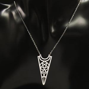 Unique Stainless Steel Moon Pentagram Necklace